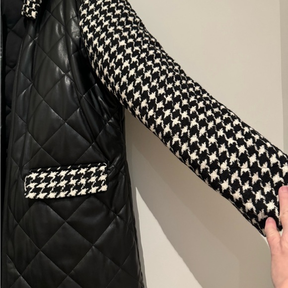 alice + olivia Susan quilted houndstooth vegan leather coat - Picture 13 of 14